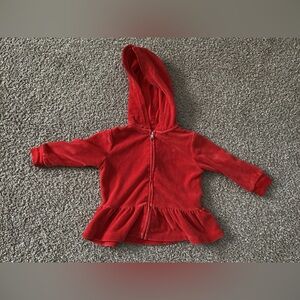 Ralph Lauren Baby Girl Red Velvour Hoodie Bottoms Set 18 Months Old
